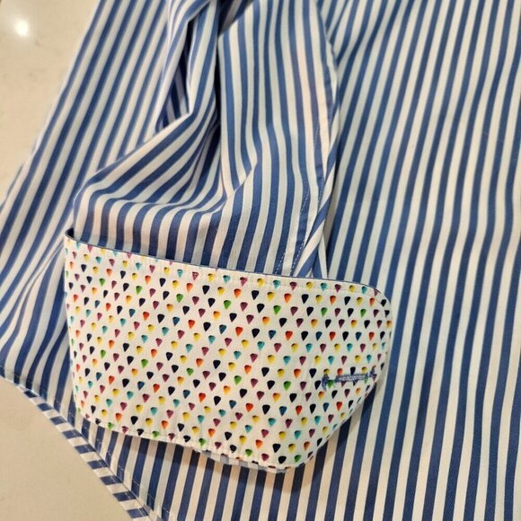 Bugatchi Uomo Men's 2XL Shapped Fit Blue Striped Long Sleeve Shirt Flower Lining - Picture 4 of 11